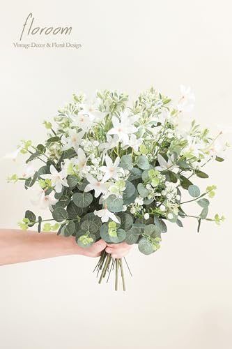Floroom Artificial Greenery Stems Box Set, 25pcs with 4 Kinds of Faux Greenery Flowers Picks for DIY Bridal Bouquets Wedding Floral Arrangement Table Centerpieces, Tender Green & Sage Green - color: Tender Green & Sage Green