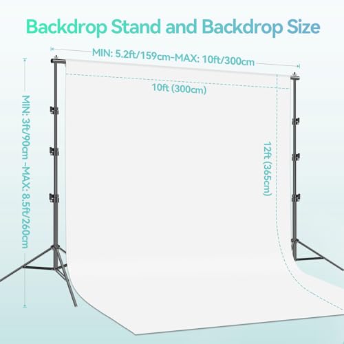 EMART Portable Photography Backdrop Stand Kit 8.5 x 10 ft with 10 x 12 ft White Backdrop, Adjustable Background Support System for Photo Video Studio, Photoshoot, Party, Live Game, Interviews - size: 8.5*10ft Stand/10*12ft Backdrop
