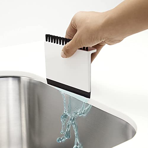 Kohler K-6379-0 Kitchen Sink Squeegee and Countertop Brush, Multi-Purpose, Cleans Wet and Dry Spills, Dishwasher Safe, White