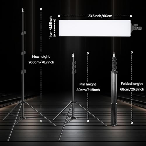 LED Video Light Kit 23.6", 2 Pack Photography Lighting 2500-7500K Dimmable Photo Studio Light 36W Streaming Light with Remote Control & Stand for YouTube TikTok Video Recording Gaming (23.6 inch)