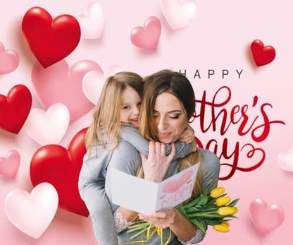 Happy Mother's Day Backdrop Red Pink Love Hearts Mothers Day Photography Background 10x8ft Mothers Day Party Banner Decorations Video Shoot Studio Photo Booth Props