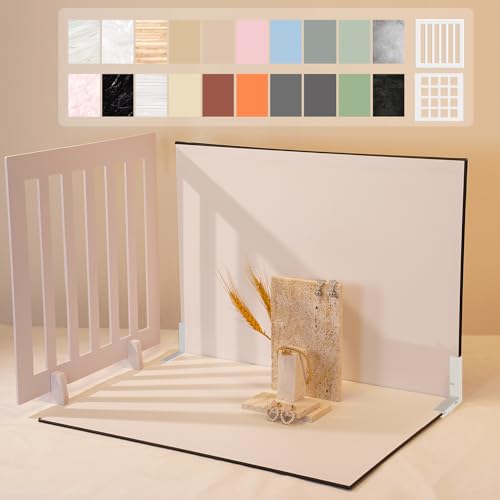 Photography Backdrop Product Photo Background: 10pcs/20pattern Small Product Photoshoot Props kit for Food Jewelry Mini Items Picture. (16.5x11.7inch Board Plus) - color: Light