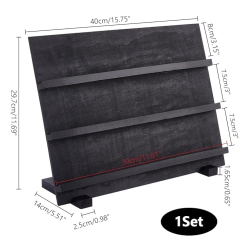 PH PandaHall 3-Tier Wooden Display Stand Earring Holder Sticker Display Retail Jewelry Display Riser Removable Showcase with Slots Earring Display Card Holder for Selling Showing Exhibition Storage - color: Black-3-Tier