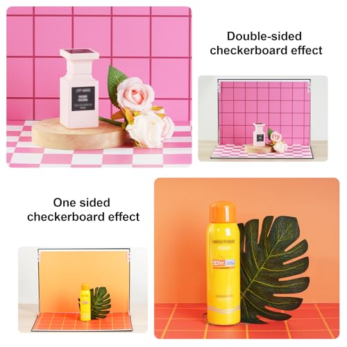 Meking 9Pcs 18Patterns Product Photography Backdrops Kit Photo Backdrop Boards Colourful Grid Photoshoot Background for Jewelry,Cosmetic,Makeup and Other Small Product Photography (16.5X11 inch) - color: Grid style