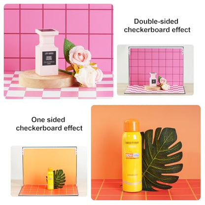 Meking 9Pcs 18Patterns Product Photography Backdrops Kit Photo Backdrop Boards Colourful Grid Photoshoot Background for Jewelry,Cosmetic,Makeup and Other Small Product Photography (16.5X11 inch) - color: Grid style