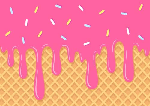 BELECO 5x4ft Fabric Ice Cream Cone Backdrop Colorful Candy Sprinkles and Dripping Pink Glaze and Wafer Texture Background Sweet Theme Kids Birthday Party Decorations Banner Photo Studio Props - size: 5x4FT