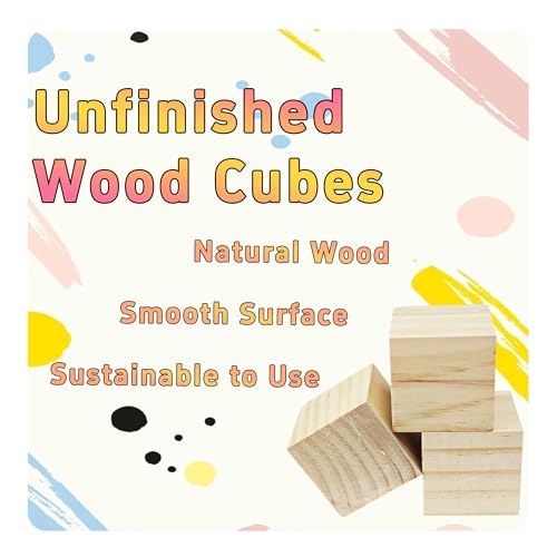 8Pcs 2inch Unfinished Natural Wooden Cubes, Square Craft Wood Blocks for DIY Projects, Blank Wood Squares for Art, Building, Personalized Crafts, Wedding Decor, and Creative Displays - size: 5cm