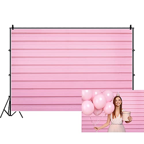 Renaiss 7x5ft Pink Wooden Backdrop for Photography Polyester Pink Striped Wood Plank Sweet Girls Birthday Party Background for Wedding Newborn Baby Shower Decor Photo Studio Props - color: WSNKY02770, size: 7x5ft