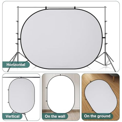 Kate 5x6.5ft(1.5x2m) Collapsible Backdrop White Grey Twist Flex Folding Pop up Backgrounds for Photoshoot, Headshots Photo, Video Calls - color: White/Grey