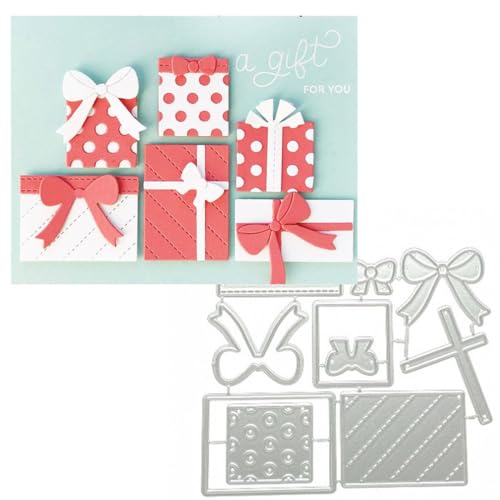 Scrapbooking Die-Cuts for Card Making, Christmas Metal Cutting Dies, Paper Craft Punch Template, Background Embossing Stencils, DIY Album Décor (Bow frame-10.5x9.3cm) - color: Bow frame-10.5x9.3cm
