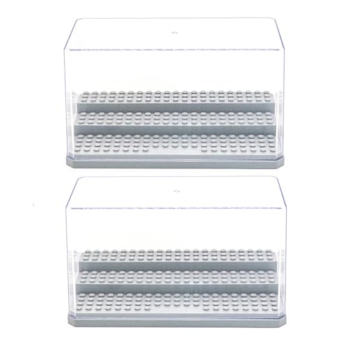 Acrylic Minifigure Display Case Stackable Action Figures Blocks Display Box, Clear Dustproof Display Case Box for Lego Lovers - color: Grey, size: Medium 2 Pack