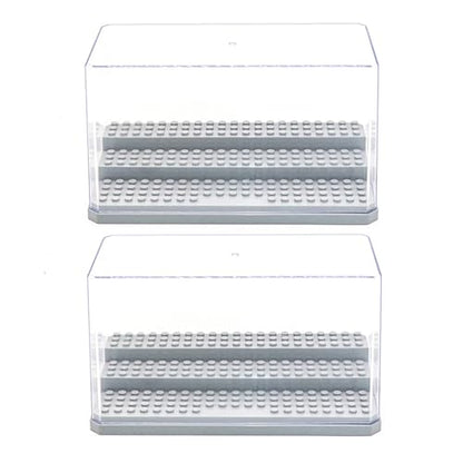 Acrylic Minifigure Display Case Stackable Action Figures Blocks Display Box, Clear Dustproof Display Case Box for Lego Lovers - color: Grey, size: Medium 2 Pack