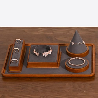 Oirlv Solid Wood Jewelry Tray Jewelry Display Holder Showcase Jewelry Display Organizer (Large, Grey) - color: Grey, size: 13.78"x 9.45"x 0.59"