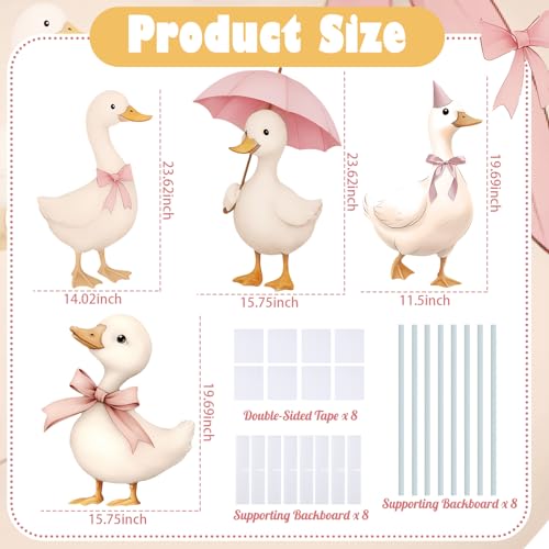 4 Pcs Large One Silly Goose Baby Shower Decoration for Girl Silly Goose Cardboard Cutouts Backdrop Party Decorations for Photo Booth Props Lawn Yard Signs Party Supplies - style: Silly Goose