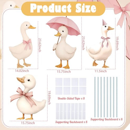 4 Pcs Large One Silly Goose Baby Shower Decoration for Girl Silly Goose Cardboard Cutouts Backdrop Party Decorations for Photo Booth Props Lawn Yard Signs Party Supplies - style: Silly Goose