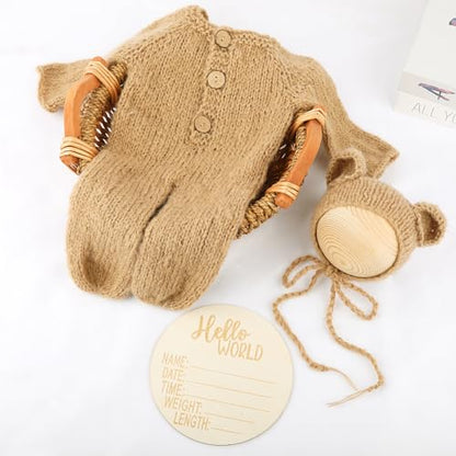 BLUETOP Cute Newborn Photography Outfits Boys Girls Baby Costume Set - style: 02 Brown Teddy Bear