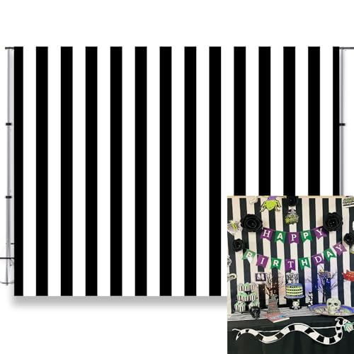 7x5ft Black and White Striped Backdrop Striped Photo Backdrop Referee Backdrops for Birthday Party Wedding Baby Shower Decoration Photo Studio Props KU238 - color: Black, size: 7x5FT