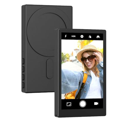Magnetic Phone Vlog Selfie Monitor Screen, Back Camera Monito with Remote Controller, 1080P Display Wireless Connect, Compatible with iPhone/Android Phones, for Vlog, Live Stream, Travel Selfies