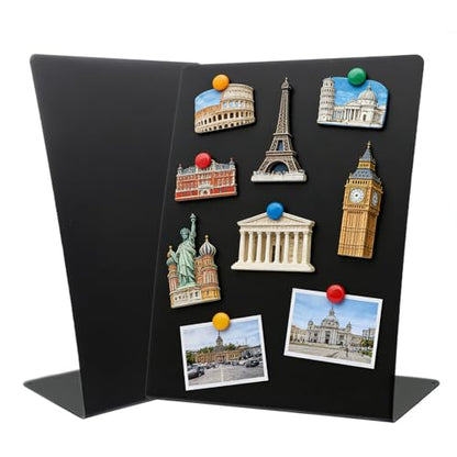 2 Pack Desk Magnetic Bulletin Board Metal Tabletop Memo Souvenir/Photos Display Board Magnet Display Stand for Home School Kitchen Office (2, Black, L) - color: Black, size: L