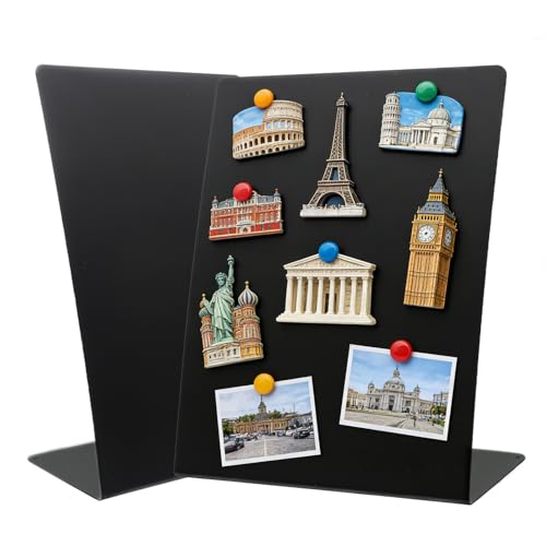 2 Pack Desk Magnetic Bulletin Board Metal Tabletop Memo Souvenir/Photos Display Board Magnet Display Stand for Home School Kitchen Office (2, Black, L) - color: Black, size: L