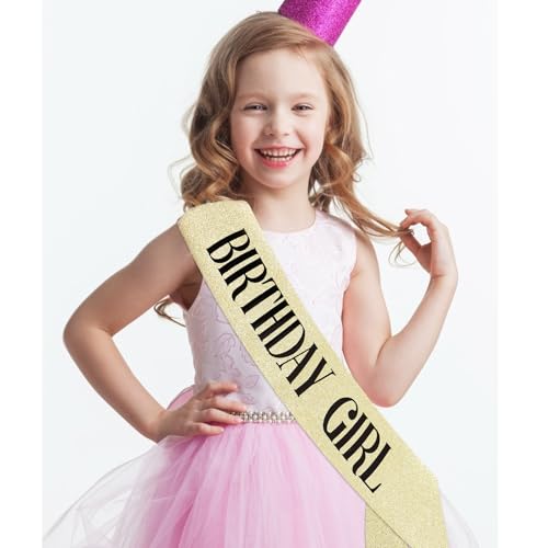 CIEHER Gold Birthday Sash - 'It's My Birthday' Sash for Women & Girls - Glitter Fabric - Perfect for Parties & Photos - color: Gold