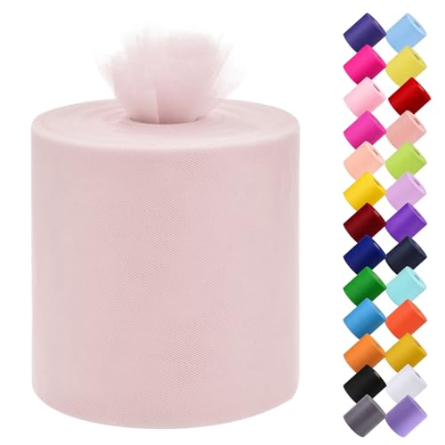Tulle Fabric Roll, 6” by 200 Yards (600FT) Tulle Organza Fabric Spool for DIY Tutu Skirt Baby Shower Decor Wedding Backdrop Crafts Birthday Party Supplies(Aqua Pink) - color: Aqua Pink