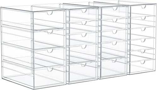Sorbus Makeup Organizer With 20 Drawers, Acrylic Drawer Organizer for Makeup, Office Organization and Storage, Art Supplies, Jewelry, Stationary - 4 Pcs Clear Stackable Storage Bins Organizer Drawers - size: 20 Drawers