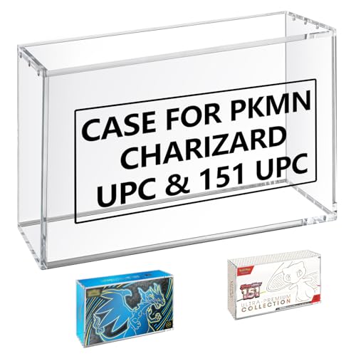 PKMN Charizard UPC Box Acrylic Case,Compatible with Mega Charizard X ex Ultra-Premium Collection UPC and 151 UPC,8+5mm Thick Stackable Acrylic Display Case,UPC Protector Case with Strong Magnetic Lid - size: Mega Charizard X ex UPC case