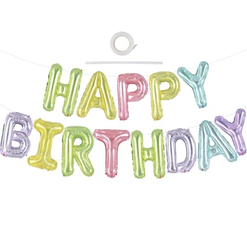 TONIFUL 16 Inch Colorful Mylar Foil Birthday Balloons Banner Happy Birthday Balloon Letters for Adults & Girls Boys Kids Birthday Decorations Party Supplies（Different Color） - color: Crystal Jelly
