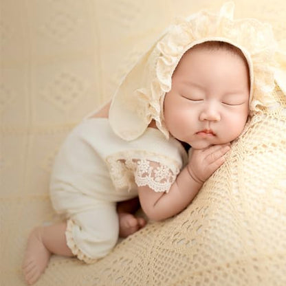Newborn Baby Bunny Rabbit Crochet Knitted Photography Props Newborn Baby Outfits Diaper Costume - color: Milky White