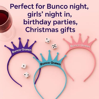 Bunco Queen Headband 3 Pack – Winner Prize, Hostess Gift, Game Night Favor for Women