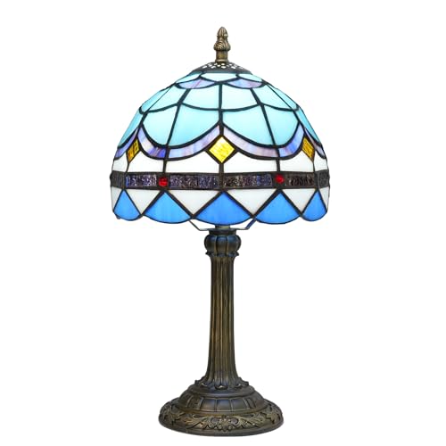 Mediterranean Style Tiffany Stained Glass Table lamp Blue Feather Bedroom Bedside Table lamp Dining Room Kitchen Living Room Store Home Decoration Holiday Gift - color: Tiffany Lamp D