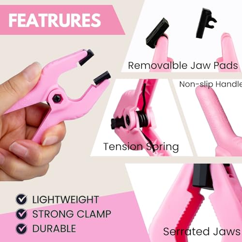 12 Pack 3.5 inch Plastic Spring Clamps, Pink Heavy Duty Spring Clips Clamps for Crafts, Backdrop Stand, Woodworking, Photography Studios, Home Improvement - color: Pink (3.5inch)