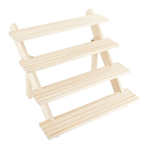 NBEADS 4-Tier Wooden Display Stand Riser, 12-Slot Earring Ring Holder Detachable Unfinished Wood Retail Jewelry Card Display Stand with Groove for Crafts Jewelry Storage Display, 15x15.7x12.6 - color: 4-Tier Wooden L.W.Thi: 15.35x15.75x12.6"