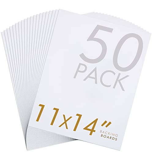 Falling in Art 50 Pack Acid-Free Mat Boards - 11x14 Uncut White Backing Boards, 4 - Ply Thickness Backer Boards for Photos, Pictures, Frames, Artworks and Prints - size: 11*14-50 Pack