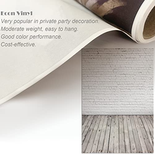 HUAYI 5X7ft White Brick Wall with Gray Wooden Floor Photography Vinyl Backdrop D-2504 - size: 5x7ft-econvinyl