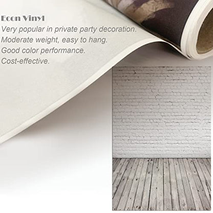 HUAYI 5X7ft White Brick Wall with Gray Wooden Floor Photography Vinyl Backdrop D-2504 - size: 5x7ft-econvinyl