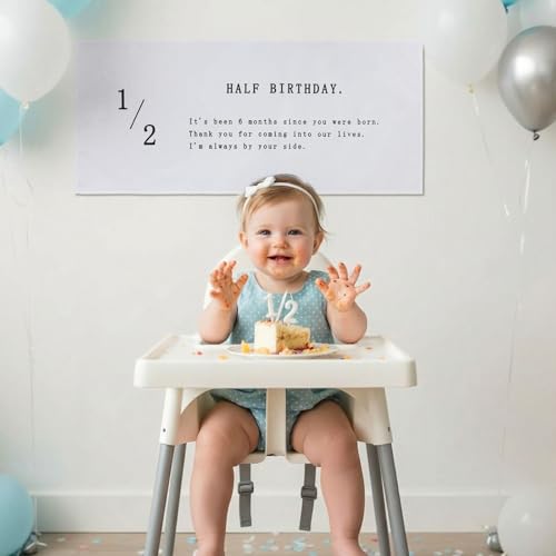 1/2 Birthday Banner, Halfway to One Baby Boy Girl Decorations, 6 Months Birthday Banner, Neutral Rustic Baby Shower Decor, Six Months Happy Party Photo Props