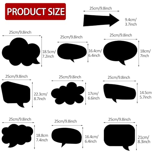 18pcs Blank Photo Booth Props Black Chalkboard Photo Booth Props Frame with Bubble DIY Photo Props for Birthday Wedding Party Supplies(Black) - color: Black