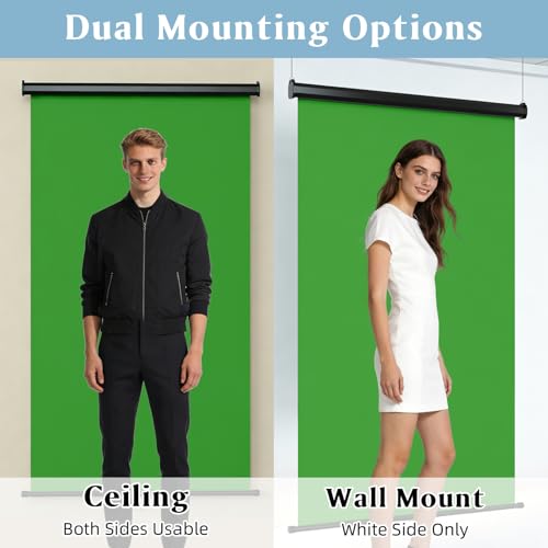 Retractable Green Photography Backdrop 36" x 59", Portable Roll-Up, Pull-Down Background, Auto-Lock Backdrop Screen for Passport Photo, Product Photography, Headshots, Video Studio - color: Green
