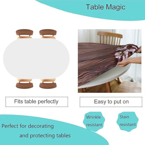 Wood Texture Background Oval Tablecloth Fitted Elastic Edge with Waterproof Wipeable Table Cover Party and Conference Room Usage, Fits 42"x60" Oval Tables, Style147 - color: Wood Texture -17, size: 42" x 60" (Oval)