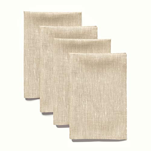 Solino Home Linen Cloth Napkins Set of 4-100% Pure Linen Champagne Beige Dinner Napkins 20 x 20 Inch for Spring, Summer - Athena, Handcrafted and Machine Washable - color: 02: Champagne Beige, size: 20" x 20" (Set of 4)