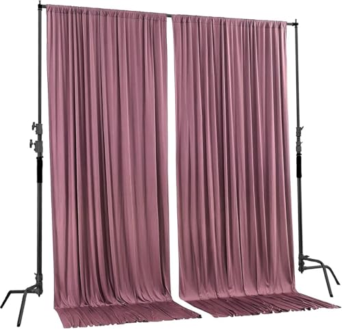 AK TRADING CO. 10 feet x 8 feet IFR Polyester Backdrop Drapes Curtains Panels with Rod Pockets - Wedding Ceremony Party Home Window Decorations - Dusty Rose - color: Dusty Rose, size: 10 ft x 8 ft