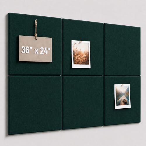 Large Cork Boards for Walls – 36" x 24" Self Adhesive Felt Wall Tiles, Ideal for Office Black Bulletin Board, Easy to Install Pin Board Photo Board(Forset Green) - color: Forest Green, size: 24" X 36"