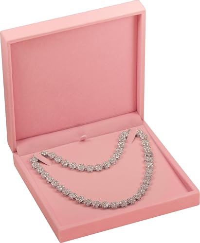 LAODA Big Necklace Chain Jewelry Gift Box Soft Touch Premium Velvet Material Choker Necklace Storage Holder Box for Women Men Size 6.4"(W)*6.4"(D)*1.5"(H) (1, Pink) - color: Pink