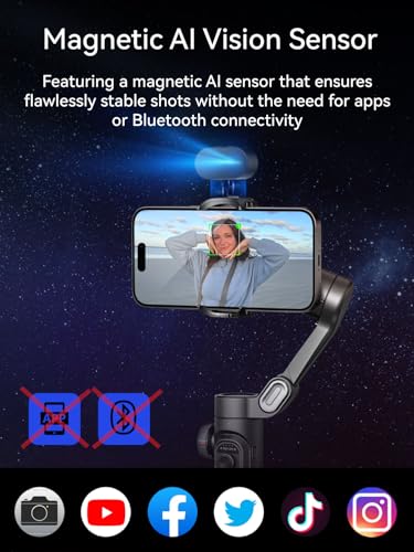 AOCHUAN Gimbal Stabilizer for Smartphone with AI Tracking Sensor, Gimbal with Focus Wheel for Phone/Android, Phone Stabilizer with 7.0 Anti-Shake for Video Recording-Smart XE AI - style: Smart XE AI