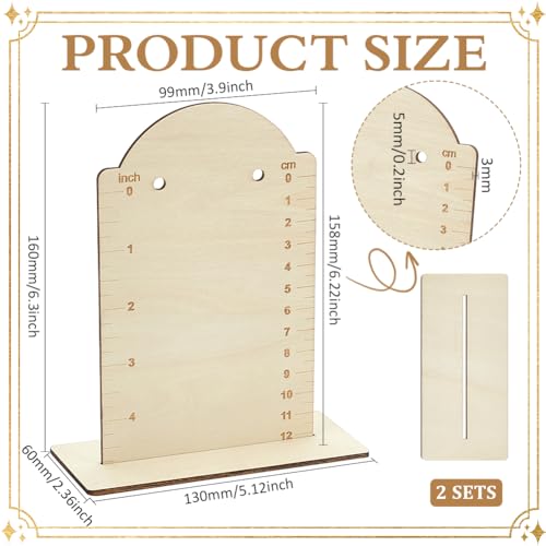 FINGERINSPIRE 2 Pcs Earring Measurement Display Stand 5.1x2.4x6.3 Wood Ear Stud Stand Earring Organizer Frame with Measurement Floral White Arch-Shaped Earring Holder for Measuring Selling Earring - size: 5.1x2.4x6.3"