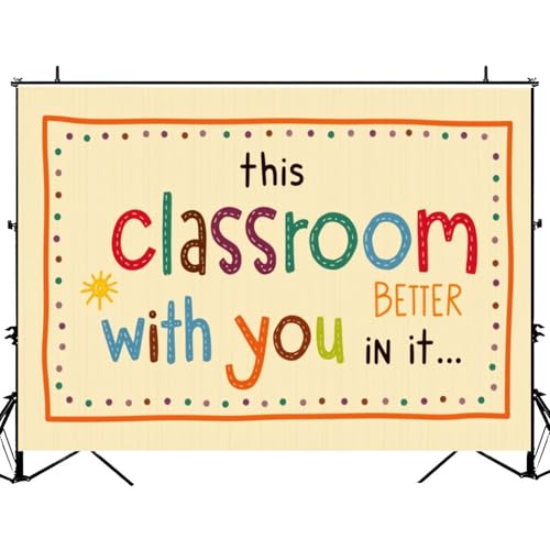 5x7ft Photography Backdrop Boho Classroom Decor Teacher Affirmation Welcome Sign Wall Hanging Photo Backdrop Photography Background for Photoshoot Portrait Video Party Photo Studio Prop Booth - color: Color9