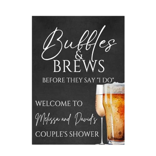 Personalized Boots and Bubbles Welcome Wedding Sign for Couples Shower, Bubbles and Brews Bridal Party Poster, Rustic Western Boot Themed Bride Groom Shower Decor, Custom Printed Sign - color: 5