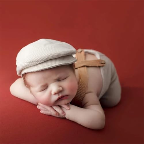 Newborn Baby Boy Suspender Pants Photo Outfits Gentleman Photography Outfit Girl - color: Off-white